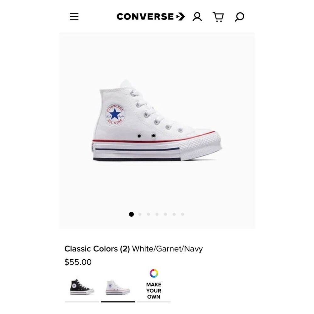 New Converse White Chuck Taylor All Star EVA Platform Youth Size 1 Retail $55 - Picture 2 of 16